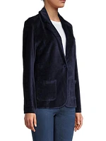 Velour One-Button Blazer