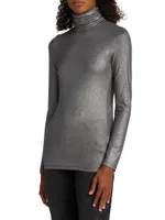 Soft Touch Metallic Turtleneck Top