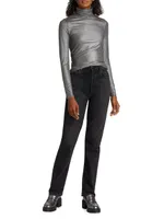 Soft Touch Metallic Turtleneck Top