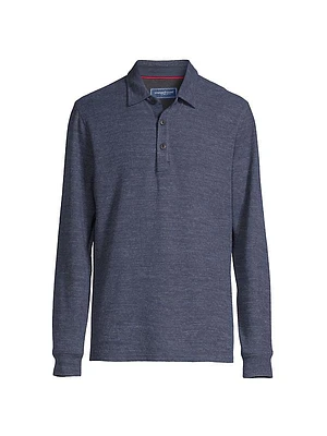 Textured Long-Sleeved Polo Shirt