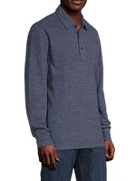 Textured Long-Sleeved Polo Shirt