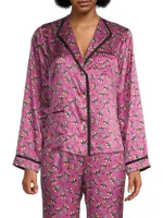 Mimi Floral Satin Button-Front Shirt