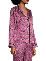 Mimi Floral Satin Button-Front Shirt