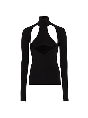 Cut-Out Turtleneck Top