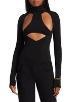 Cut-Out Turtleneck Top