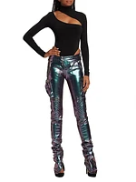 Iridescent Moto Skinny Pants