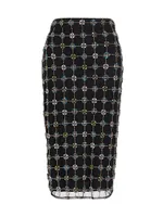 Embellished Geometric Midi-Skirt