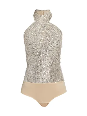 Sequined Halterneck Bodysuit