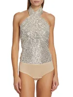 Sequined Halterneck Bodysuit