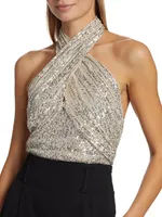 Sequined Halterneck Bodysuit