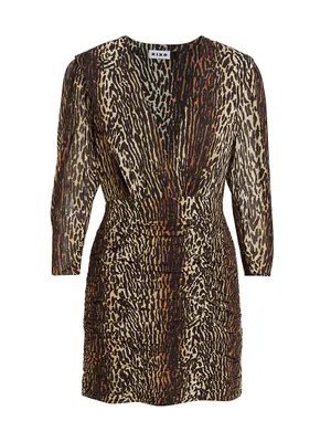 Golden Leopard Stretch-Silk Minidress