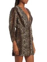 Golden Leopard Stretch-Silk Minidress