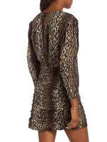 Golden Leopard Stretch-Silk Minidress