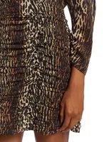 Golden Leopard Stretch-Silk Minidress