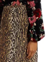 Leandra Leopard Silk Midi-Skirt