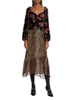 Leandra Leopard Silk Midi-Skirt