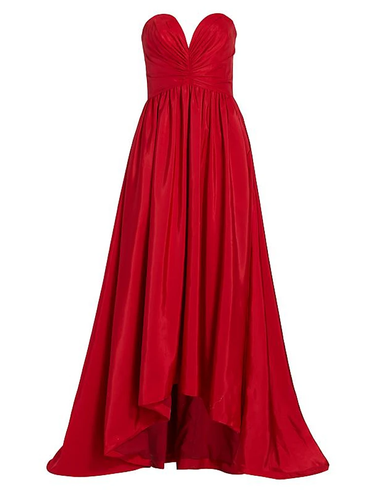 Strapless Taffeta High-Low Gown