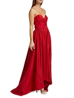 Strapless Taffeta High-Low Gown