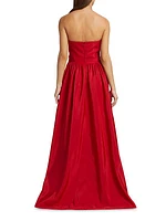 Strapless Taffeta High-Low Gown