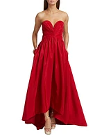 Strapless Taffeta High-Low Gown