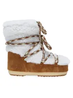 Girl's Low Shearling & Suede Ankle Boots