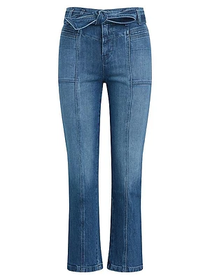 Utility Belted High-Rise Stretch Straight-Leg Ankle Jeans