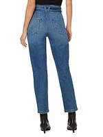 Utility Belted High-Rise Stretch Straight-Leg Ankle Jeans