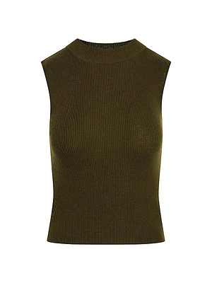 Wool Rib-Knit Tank Sweater