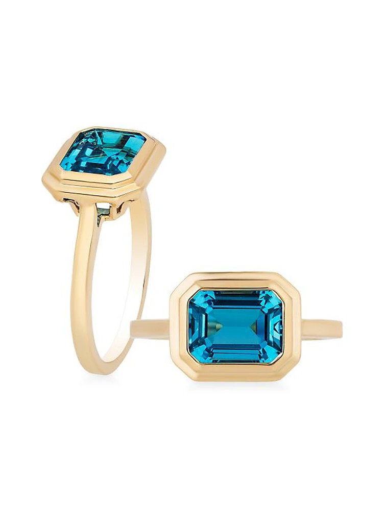 Manhattan 18K Yellow Gold & London Blue Topaz Ring