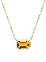 Queen 18K Yellow Gold, Citrine, & Enamel Pendant Necklace