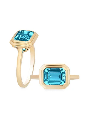 Manhattan 18K Yellow Gold & Blue Topaz Ring