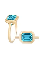 Manhattan 18K Yellow Gold & Blue Topaz Ring