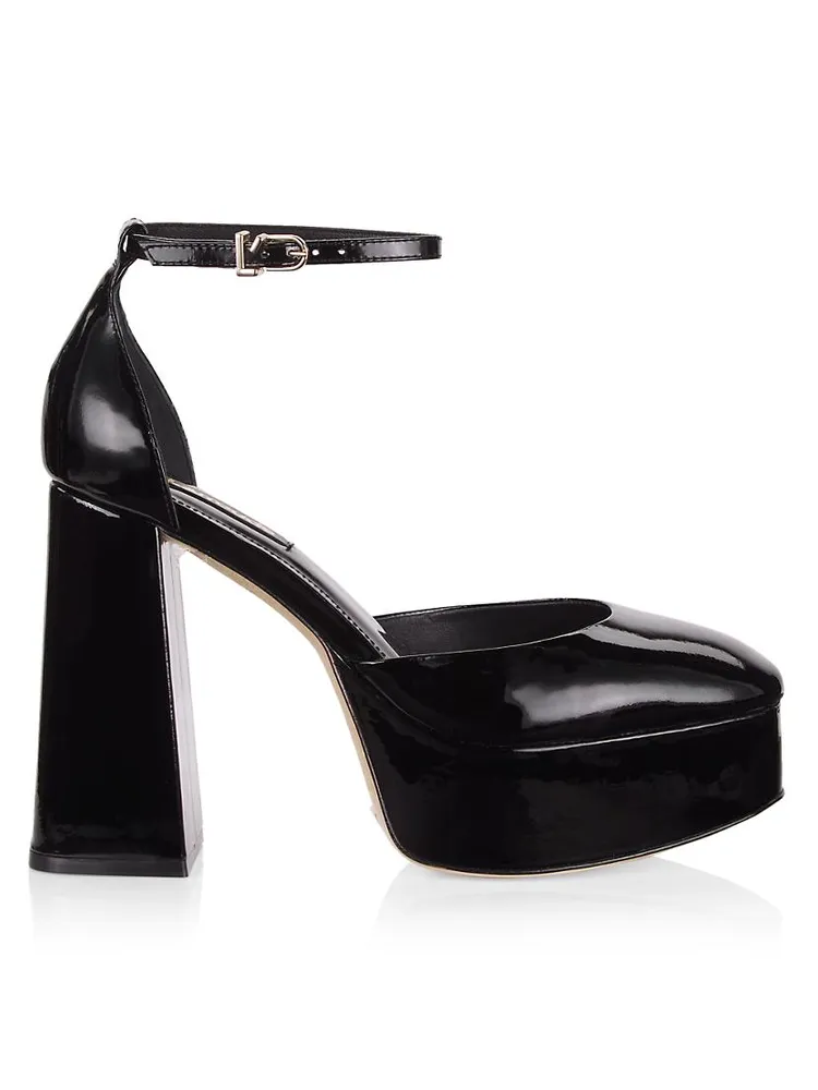 Ari Patent Leather Ankle-Strap Platform Pumps