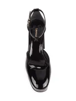 Ari Patent Leather Ankle-Strap Platform Pumps