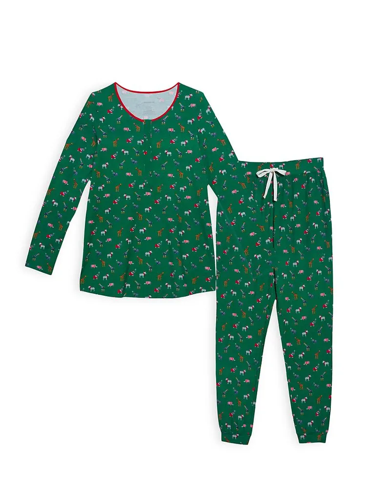 Little Kid's & 2-Piece Jungle Bells Nursing Pajama Set