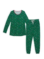 Little Kid's & 2-Piece Jungle Bells Nursing Pajama Set