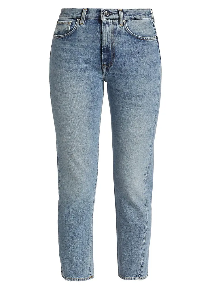 Twisted-Seam Mid-Rise Slim Ankle Jeans