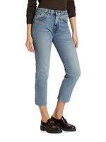 Twisted-Seam Mid-Rise Slim Ankle Jeans