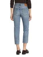 Twisted-Seam Mid-Rise Slim Ankle Jeans