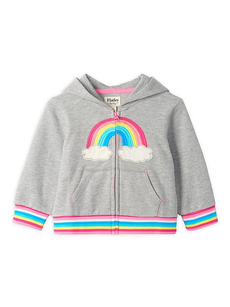 Baby Girl's & Little Girl's Zip-Up Embroidered Hoodie