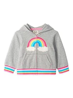 Baby Girl's & Little Girl's Zip-Up Embroidered Hoodie