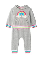 Baby Girl's & Little Girl's Zip-Up Embroidered Hoodie