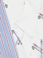 Striped & Beaded Ski-Pattern Shirt