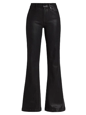 Genevieve High-Rise Coated Stretch Flare Jeans