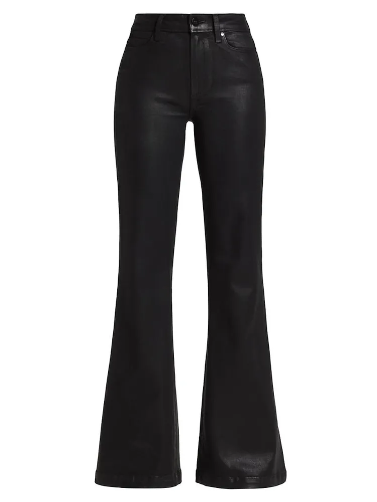 Genevieve High-Rise Coated Stretch Flare Jeans