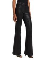 Genevieve High-Rise Coated Stretch Flare Jeans