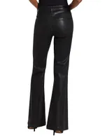 Genevieve High-Rise Coated Stretch Flare Jeans