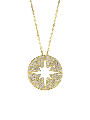 Tiny Treasures 18K Yellow Gold & 1.02 TCW Diamond Starburst Pendant Necklace