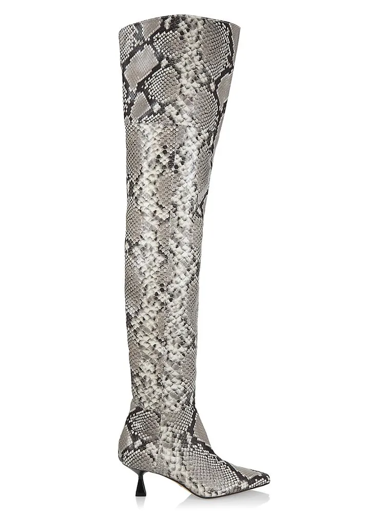 Ronstadt Snake-Embossed Leather Over-The-Knee Boots