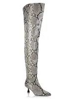 Ronstadt Snake-Embossed Leather Over-The-Knee Boots